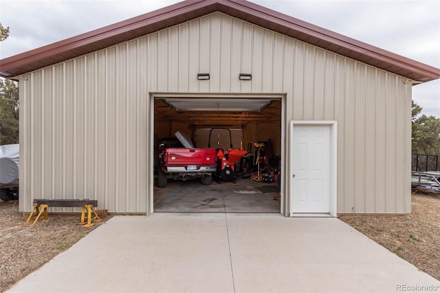 view of outdoor structure with a garage