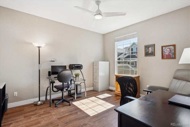 6033 Trailhead Rd, Highlands Ranch, CO 80130 - office space featuring baseboards, ceiling fan, and wood finished floors
