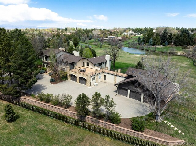 bird's eye view featuring a water view