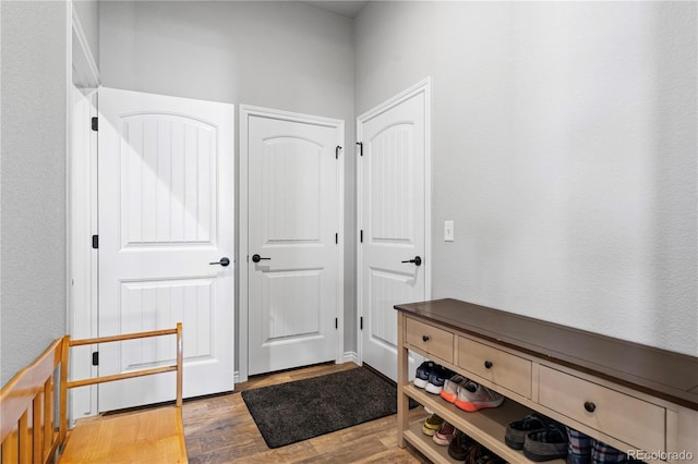 mudroom featuring hardwood / wood-style flooring