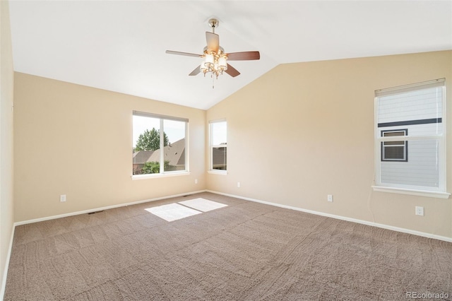 5894 Graphite St, Timnath, CO 80547 - empty room with ceiling fan, carpet floors, and vaulted ceiling