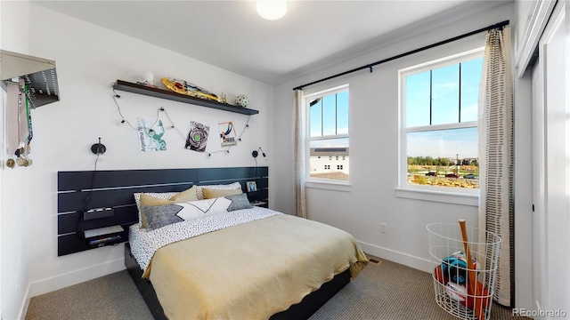 bedroom with carpet floors and a closet