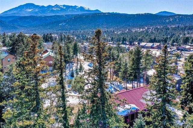 bird's eye view featuring a mountain view