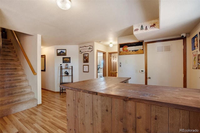 350 Panther Ct, Woodland Park, CO 80863 - kitchen with butcher block counters, light wood-type flooring, and visible vents