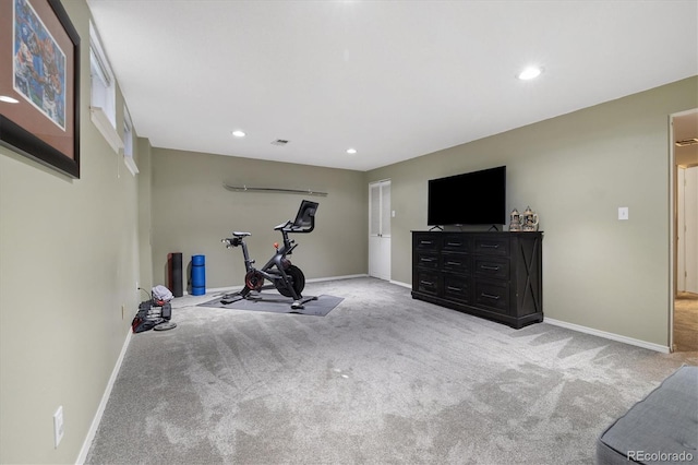 2540 E Geddes Pl, Centennial, CO 80122 - exercise room featuring carpet flooring, baseboards, and recessed lighting