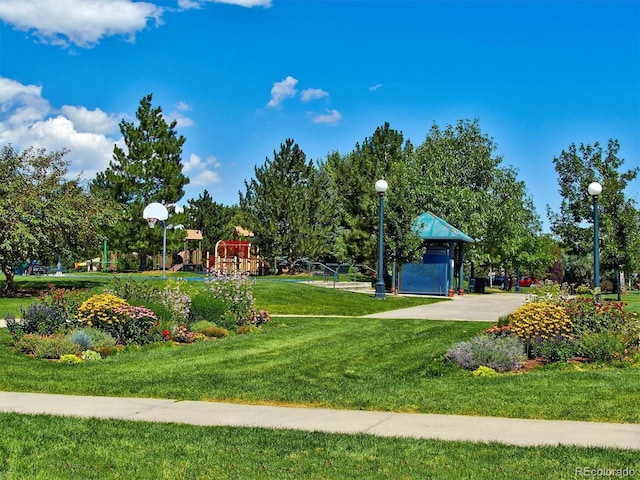 surrounding community with a yard