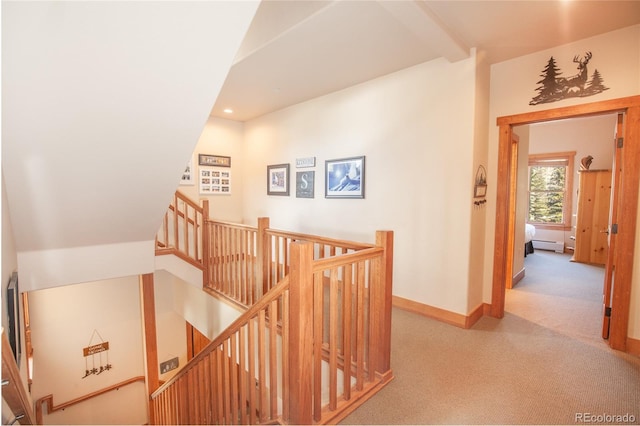 58 Hawk Cir Unit 2342, Dillon, CO 80435 - hallway featuring a baseboard heating unit and carpet