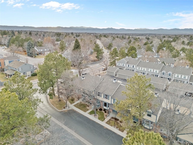 bird's eye view with a mountain view and a residential view