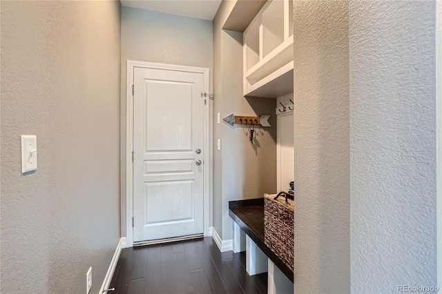 mudroom with dark hardwood / wood-style flooring