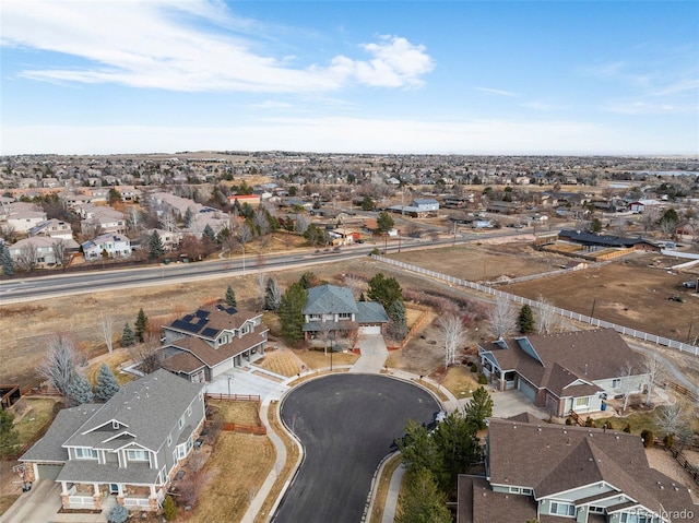 bird's eye view with a residential view