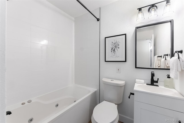 full bathroom featuring vanity, shower / bathing tub combination, and toilet