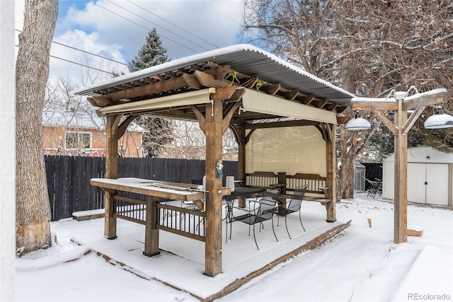 exterior space featuring a storage shed