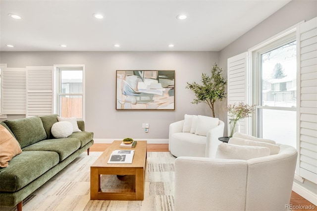 living room with light wood-type flooring