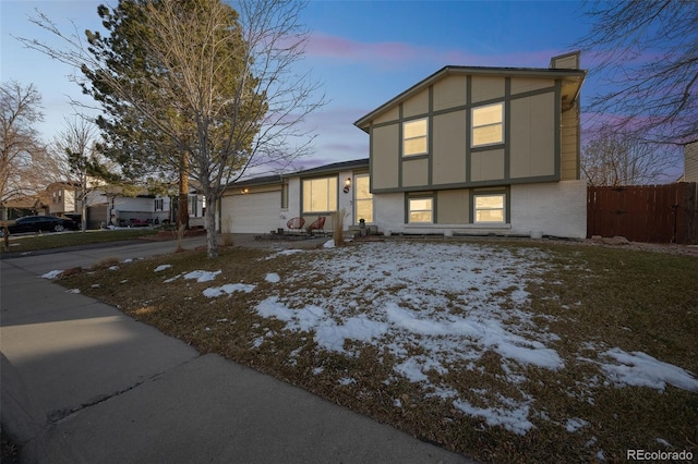 view of front of home featuring a garage