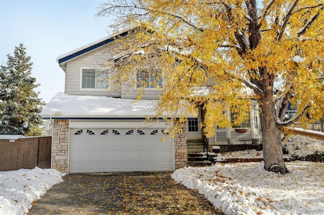 view of front of property featuring a garage