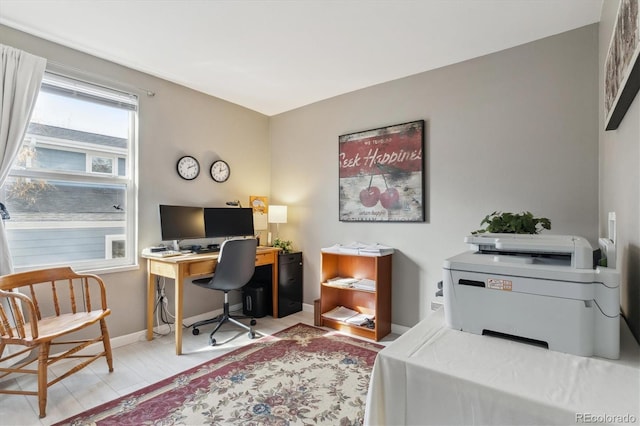 home office with baseboards