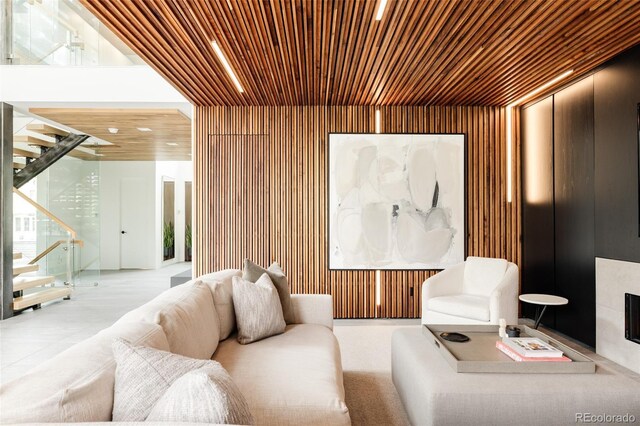 140 S Glencoe St, Denver, CO 80246 - community lobby with stairway and wood ceiling