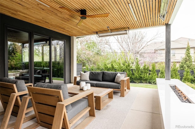 140 S Glencoe St, Denver, CO 80246 - view of patio / terrace with an outdoor hangout area and ceiling fan