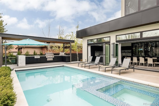 140 S Glencoe St, Denver, CO 80246 - view of pool featuring area for grilling, a pool with connected hot tub, and a patio area