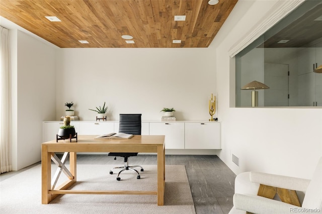 140 S Glencoe St, Denver, CO 80246 - office area featuring wooden ceiling and wood finished floors