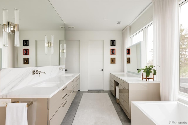 140 S Glencoe St, Denver, CO 80246 - full bathroom with double vanity and a freestanding bath
