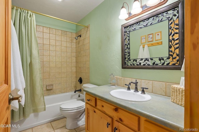 62 897, Grand Lake, CO 80447 - full bath with shower / bath combo with shower curtain, vanity, tile patterned flooring, and a textured wall