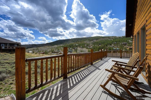 62 897, Grand Lake, CO 80447 - wooden deck featuring a mountain view