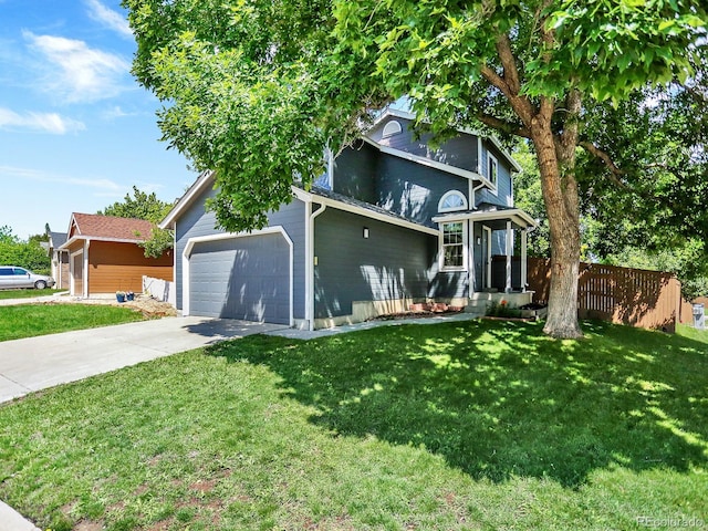 453 Arden Cir, Highlands Ranch, CO 80126 - view of front of house with a front lawn, concrete driveway, and a garage