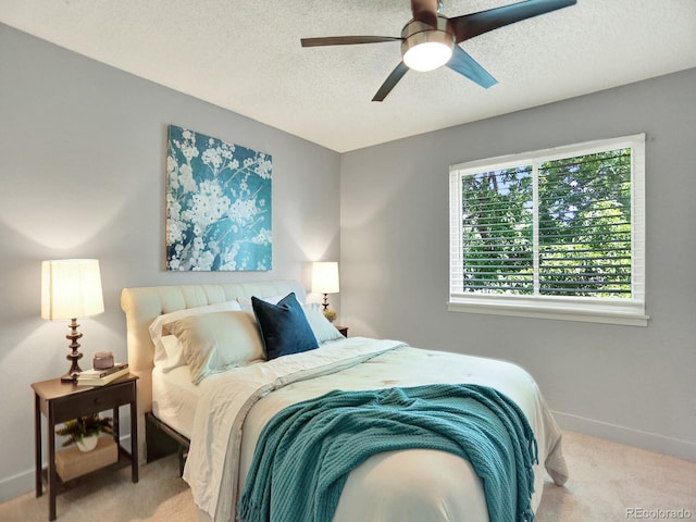 453 Arden Cir, Highlands Ranch, CO 80126 - bedroom featuring carpet flooring, a textured ceiling, and a ceiling fan