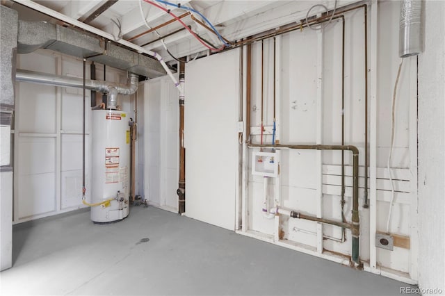 basement featuring water heater