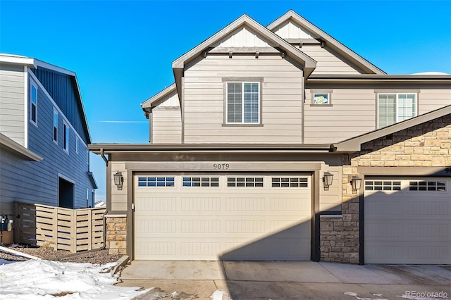 view of front of property with a garage