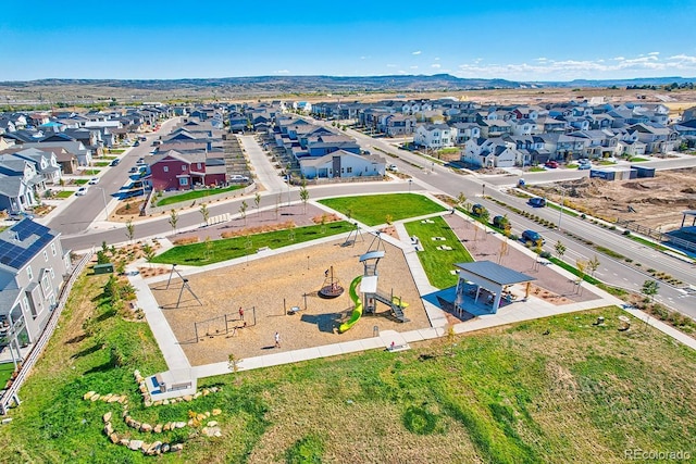 drone / aerial view with a residential view