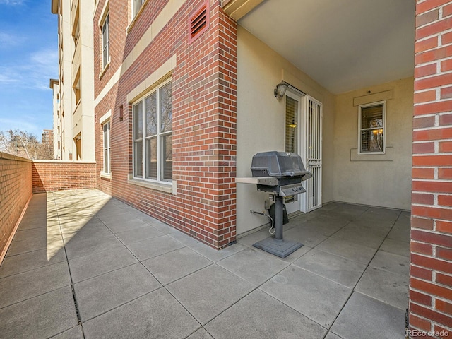 view of patio / terrace featuring a grill