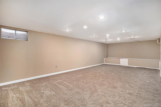 basement featuring carpet