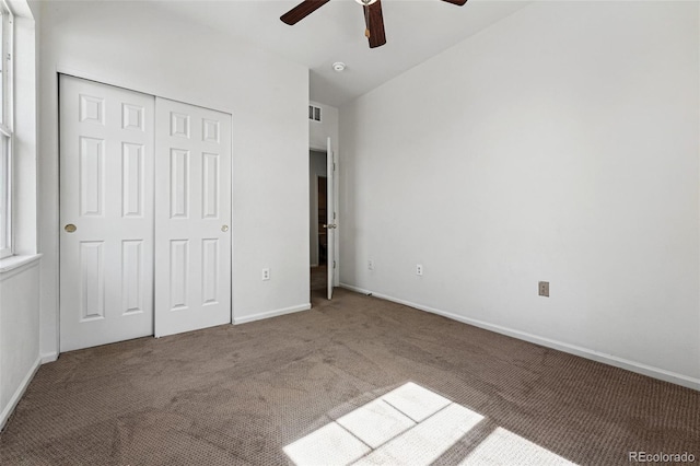 13020 Grant Cir W Unit A, Thornton, CO 80241 - unfurnished bedroom featuring carpet, a closet, baseboards, and ceiling fan