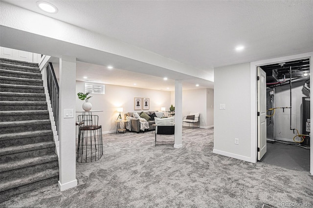 530 Everett St, Lakewood, CO 80226 - finished below grade area featuring carpet flooring, stairs, and recessed lighting