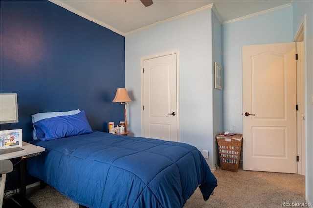 7885 Buckhorn Grn Unit 131, Frederick, CO 80530 - carpeted bedroom featuring crown molding and a ceiling fan