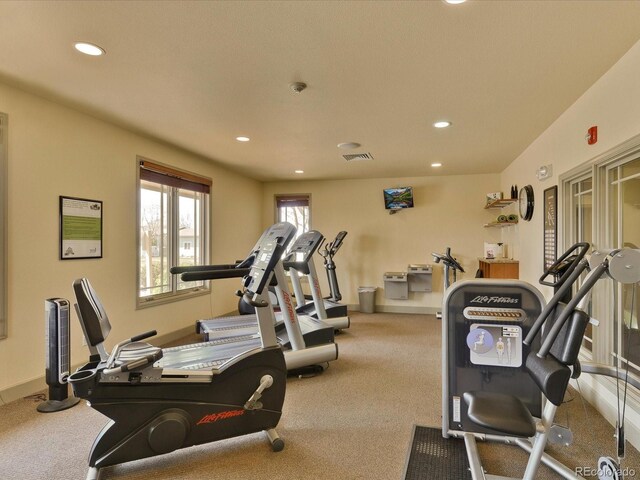 7885 Buckhorn Grn Unit 131, Frederick, CO 80530 - exercise room with recessed lighting and carpet flooring