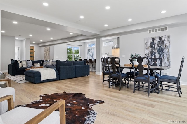 2111 S Franklin St, Denver, CO 80210 - living room featuring light wood-style floors and recessed lighting