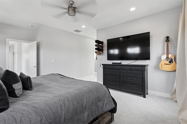 2111 S Franklin St, Denver, CO 80210 - bedroom with recessed lighting, light colored carpet, and ceiling fan