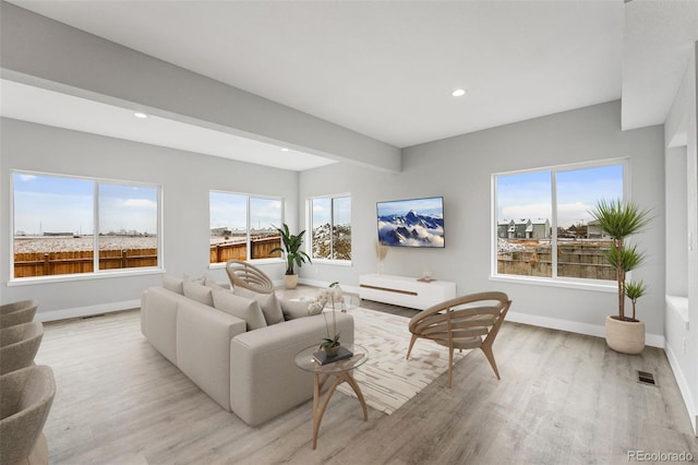 living room featuring light hardwood / wood-style floors