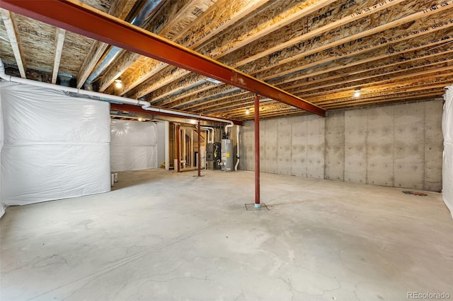 basement with water heater