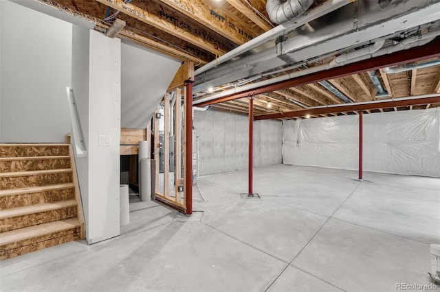 basement with water heater