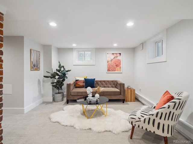 660 S Clarkson St, Denver, CO 80209 - carpeted living room featuring recessed lighting and baseboards