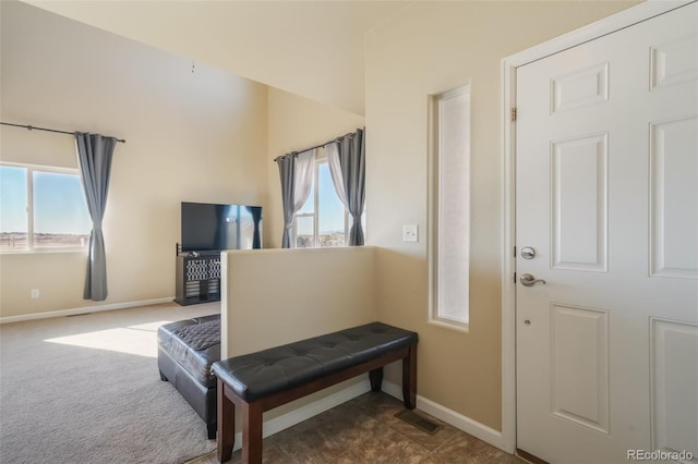 view of carpeted foyer