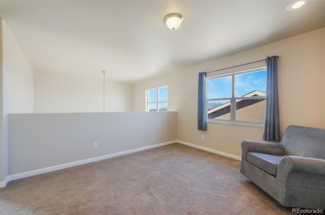 unfurnished room featuring light carpet