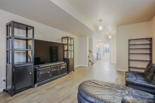 living room with light wood-type flooring