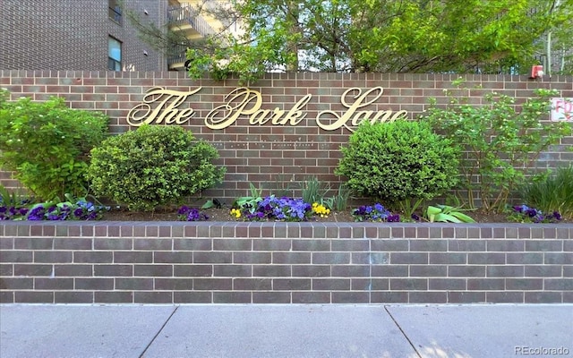 view of community sign