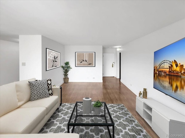 living room with wood finished floors