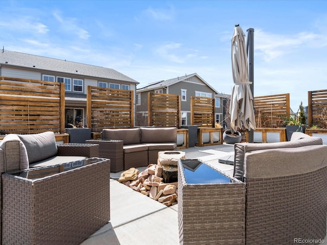 view of patio with an outdoor hangout area